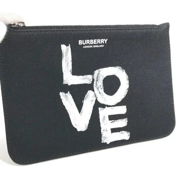 BURBERRY 8037549 Logo LOVE Makeup pouch coin purse Clutch bag Pouch Unused - Picture 2 of 14